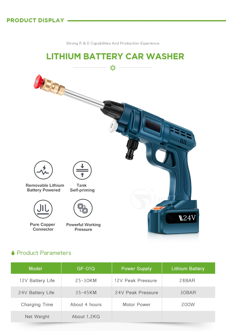 Portable Lithium Battery Powered Spray Gun High Pressure Handheld Washing Car
