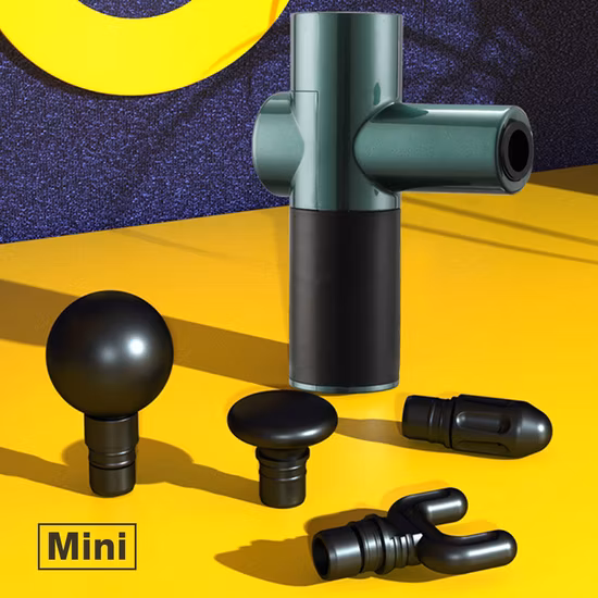 Mini pistola per massaggio muscolare portatile con ricarica USB per tessuti profondi con 4 teste per palestra domestica all'aperto